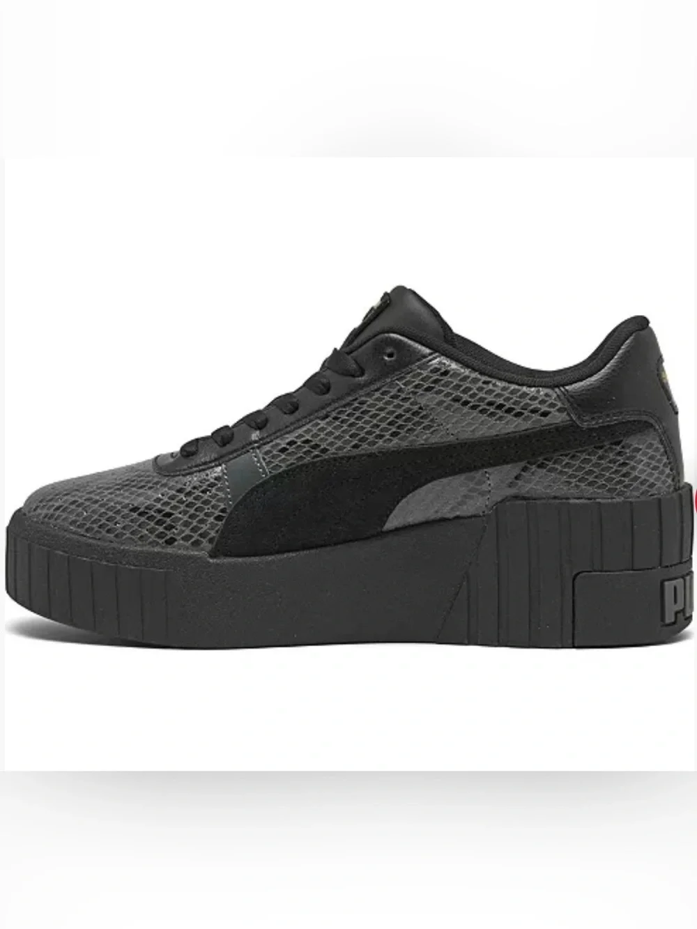 PUMA Cali Wedge Snakeskin Print Sneakers Black size 4